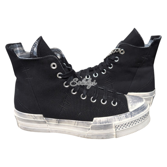 Converse Chuck 70 Plus Hi Punk Black Egret Distressed Platform Sneaker Women 9.5 - Picture 10 of 10